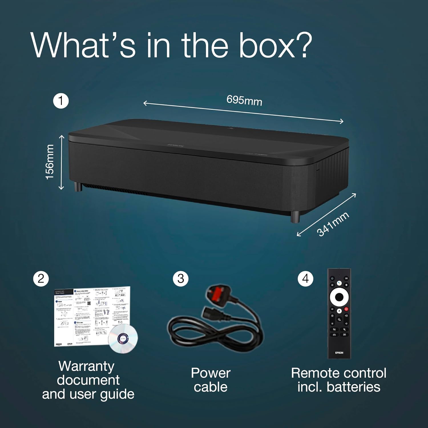 Epson LS800B EpiqVision 4K Ultra Short Throw Projector 4000 Lumen with built-in Yamaha Soundbar - Black Laser TV