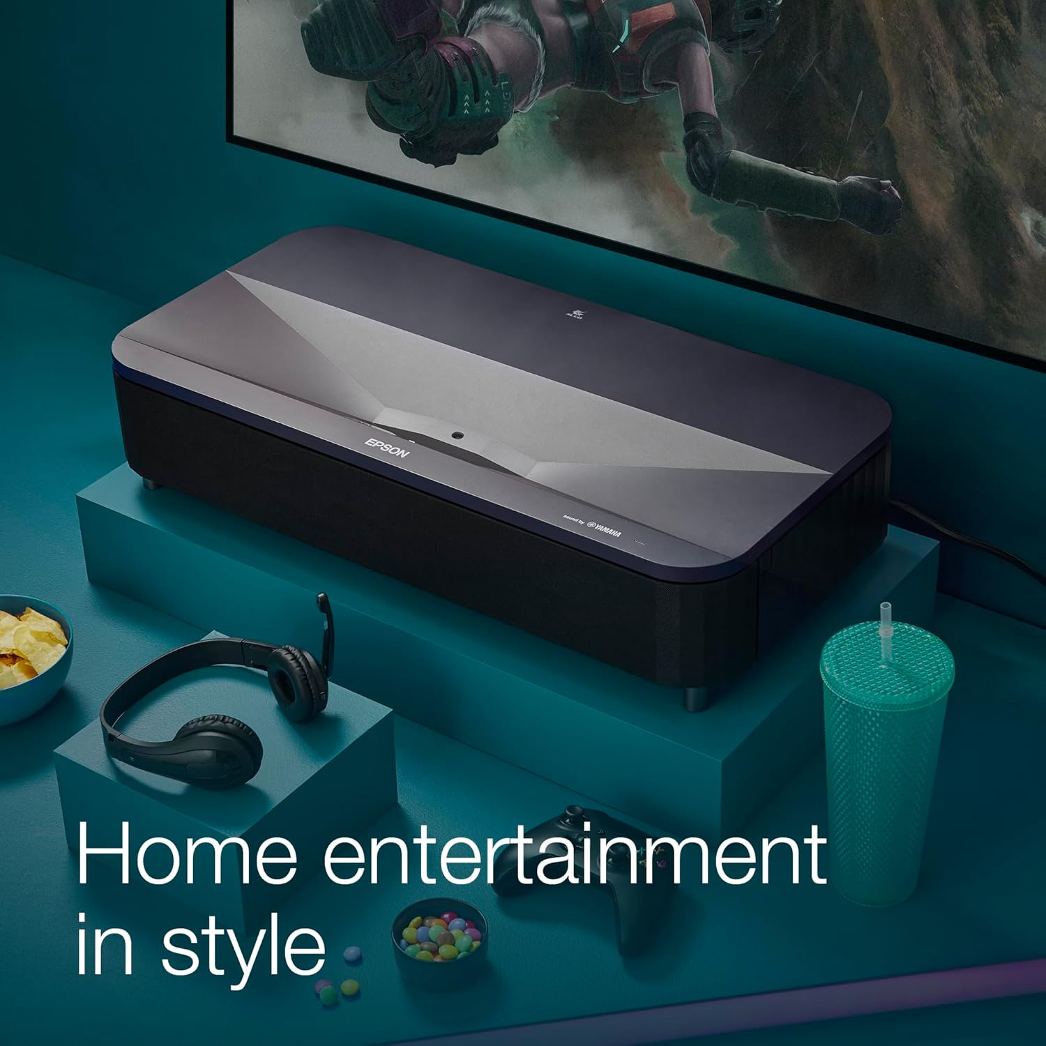 Epson LS800B EpiqVision 4K Ultra Short Throw Projector 4000 Lumen with built-in Yamaha Soundbar - Black Laser TV